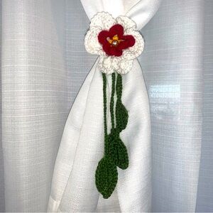 Crocheted curtain tie backs handmade set of 2